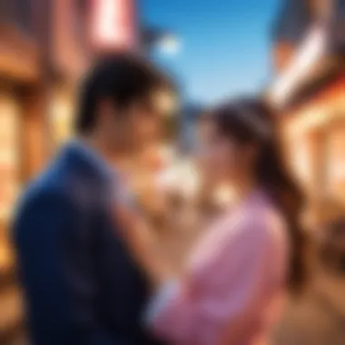 Romantic Moments in Manga Vibrant illustration showcasing a romantic moment between characters