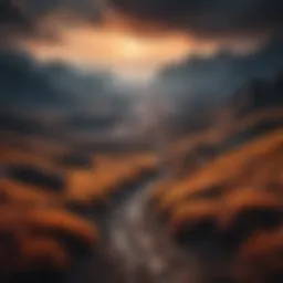 A dark, fantastical landscape representing an alternative reality.