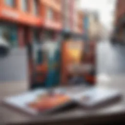 A vibrant urban landscape reflecting the essence of fanfiction culture