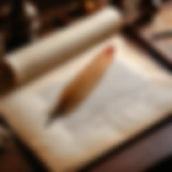 A close-up of a quill and parchment, symbolizing the art of fantasy writing