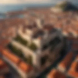 A panoramic view of King's Landing showcasing its towering structures and vibrant city life.