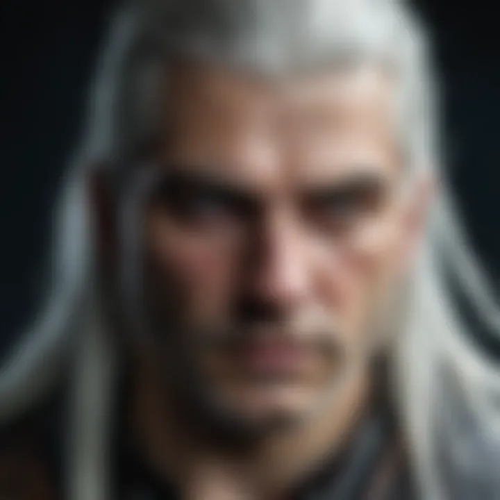 A close-up of the protagonist Geralt of Rivia