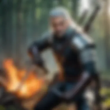 Illustration of Geralt of Rivia in action