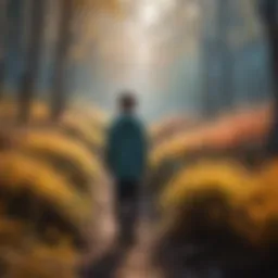 A spectral boy in an ethereal landscape