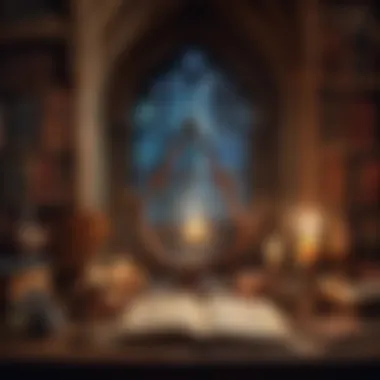 Mystical Aspects of the Harry Potter Universe A mystical depiction of the Harry Potter universe with iconic symbols