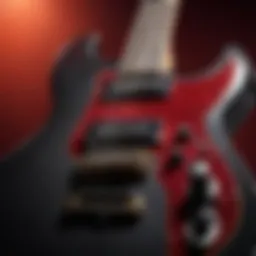 A powerful electric guitar on stage, symbolizing heavy metal music