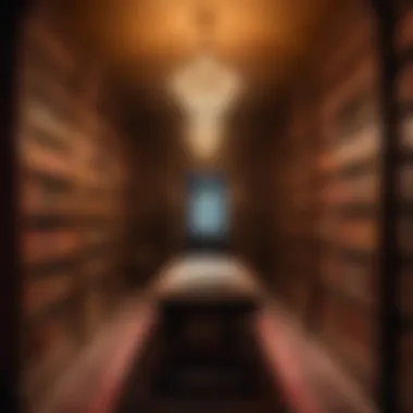 An eerie library filled with ancient horror novels