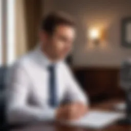 A speaker preparing for a presentation in a quiet environment