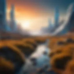 A futuristic landscape showcasing elements of science fiction
