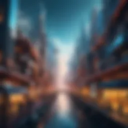 A futuristic cityscape reflecting themes of automation