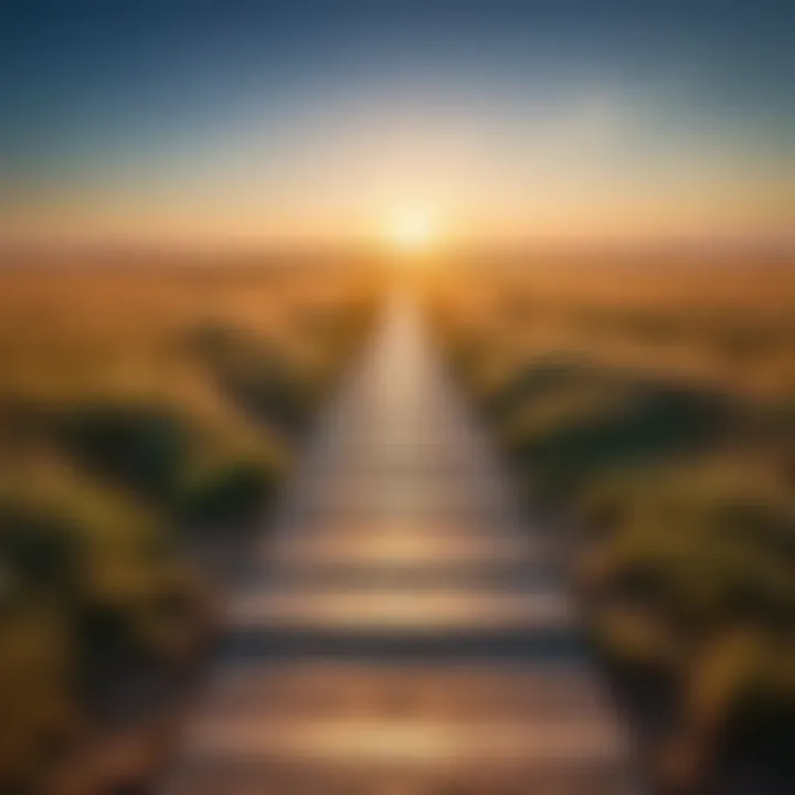 A path leading towards a bright horizon representing the journey of self-discovery