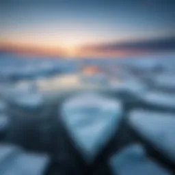 A serene ice landscape reflecting the themes of solitude and struggle