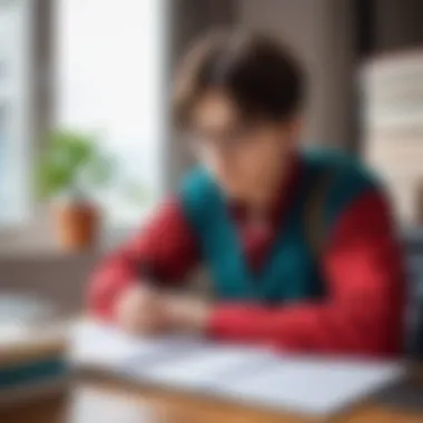 Character solving mathematical problems in a manga scenario