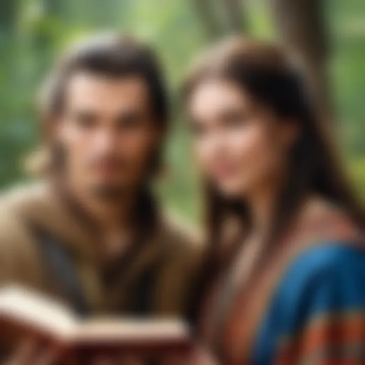 Artistic representation of the main characters in the story