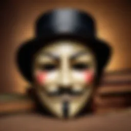 The historical origins of the Guy Fawkes mask depicted in a vintage style