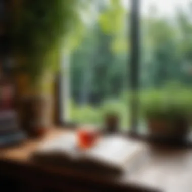 Reflection and Growth Space A cozy nook with a cup of tea and an open book