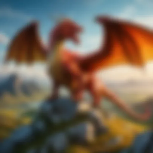 A vibrant dragon soaring over a mystical landscape