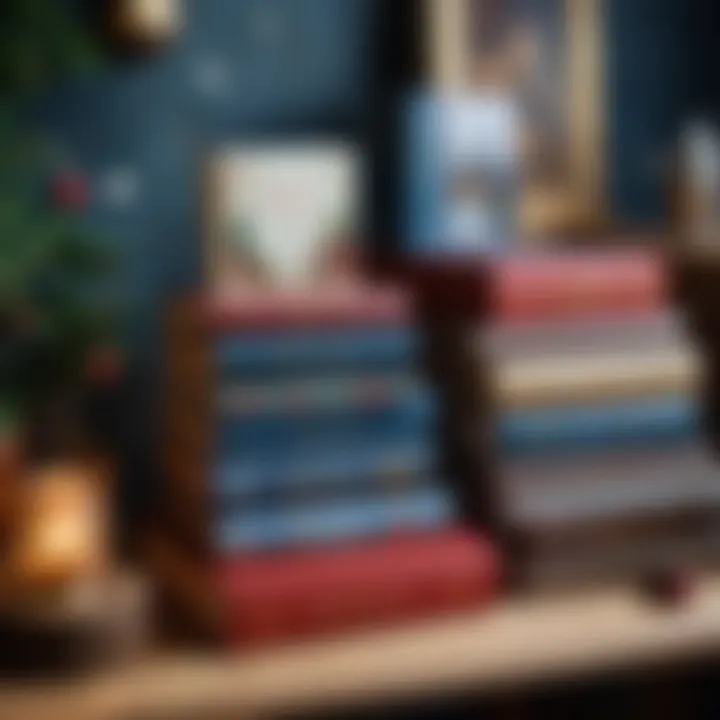 A collection of classic fairy tale books featuring winter themes.