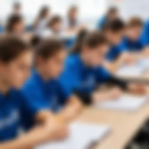 A classroom filled with students engaged in a math competition