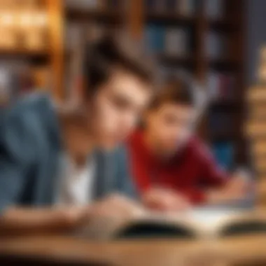 A group of teenagers deeply engaged in reading books online.