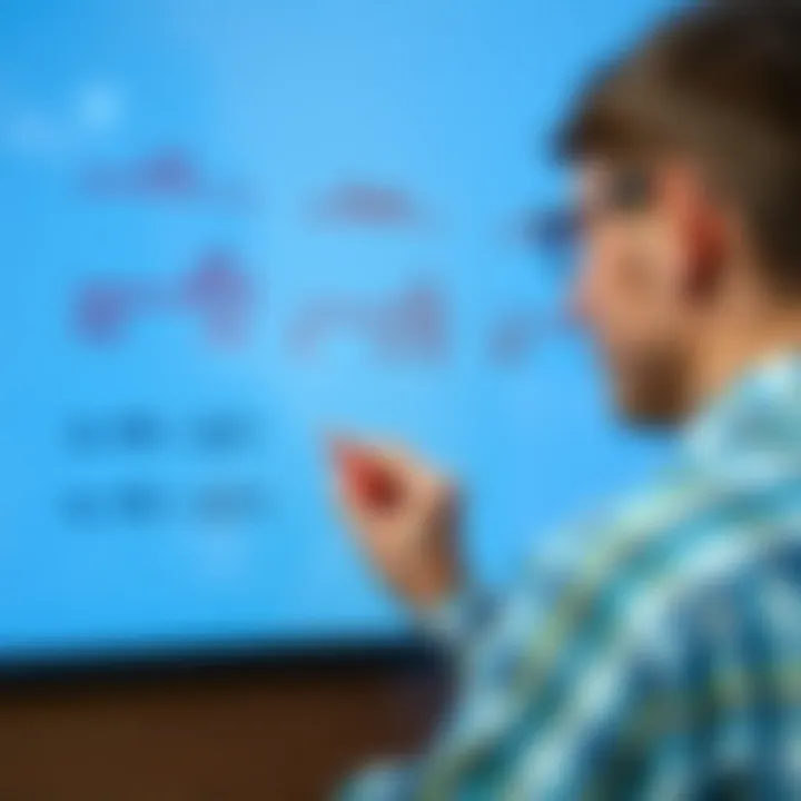 An interactive math problem being solved on a digital board