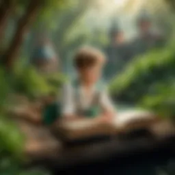Cover illustration of Peter Pan showcasing the magical world of Neverland