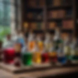 An assortment of magical potions from the Harry Potter universe