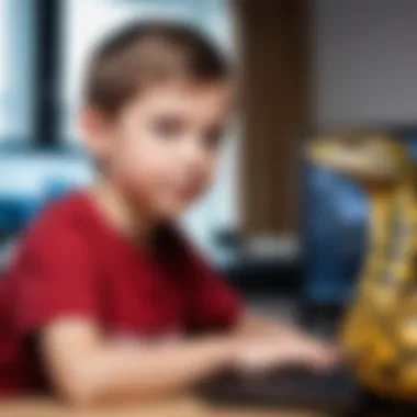 Engaging in Python Coding A child engaged in coding with Python.