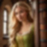 An artistic depiction of Rapunzel in her tower