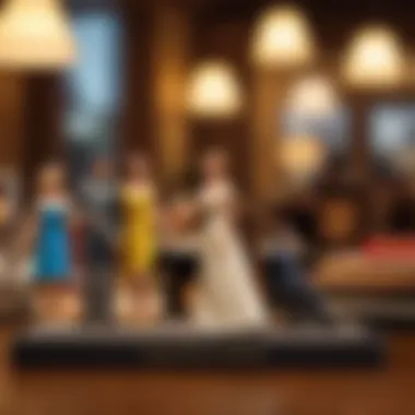 The Evolution of Romantic Comedies A scene depicting the evolution of romantic comedies through the decades.