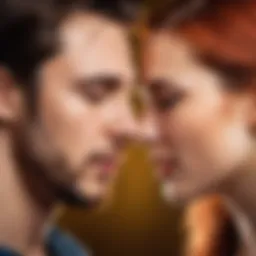 A dramatic scene representing the transition of emotions from hate to love.