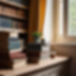 A serene reading nook with a stack of inspiring books