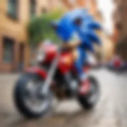 Dynamic action scene featuring Sonic and friends