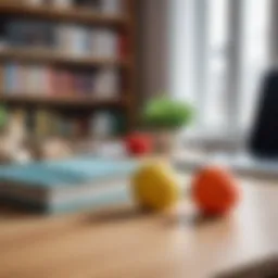 A peaceful workspace with stress relief toys