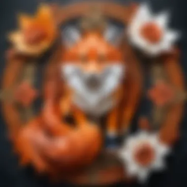 Symbolism of the Nine-Tailed Fox Across Cultures A symbolic representation of the nine-tailed fox in various artistic styles across cultures.