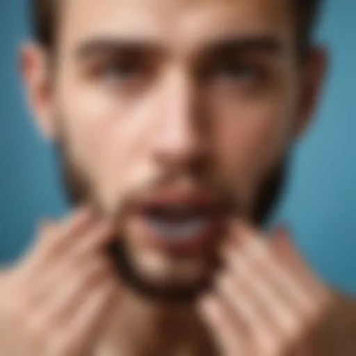 Symbolic representation of a young man with nails in his mouth