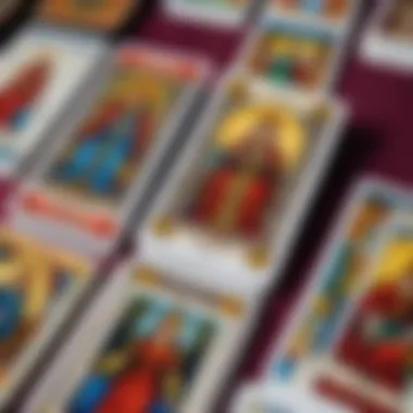 Close-up of Tarot cards being interpreted