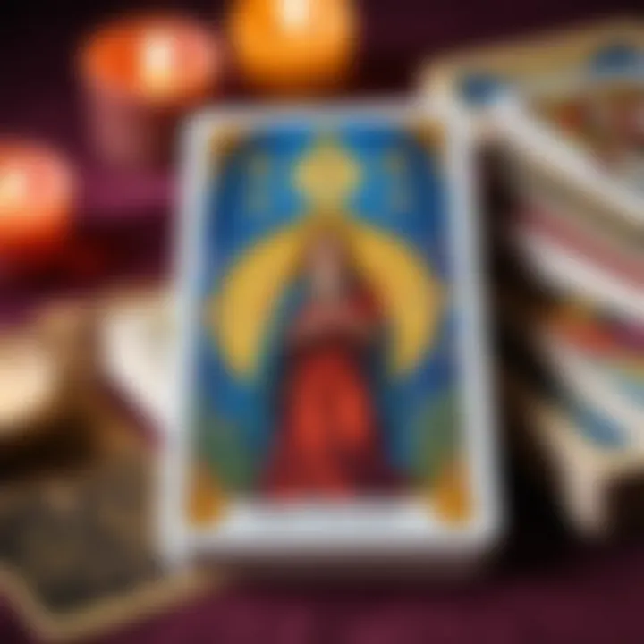 Close-up view of tarot cards symbolizing intuition and inner wisdom