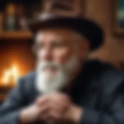 A portrait of Terry Pratchett contemplating his next story