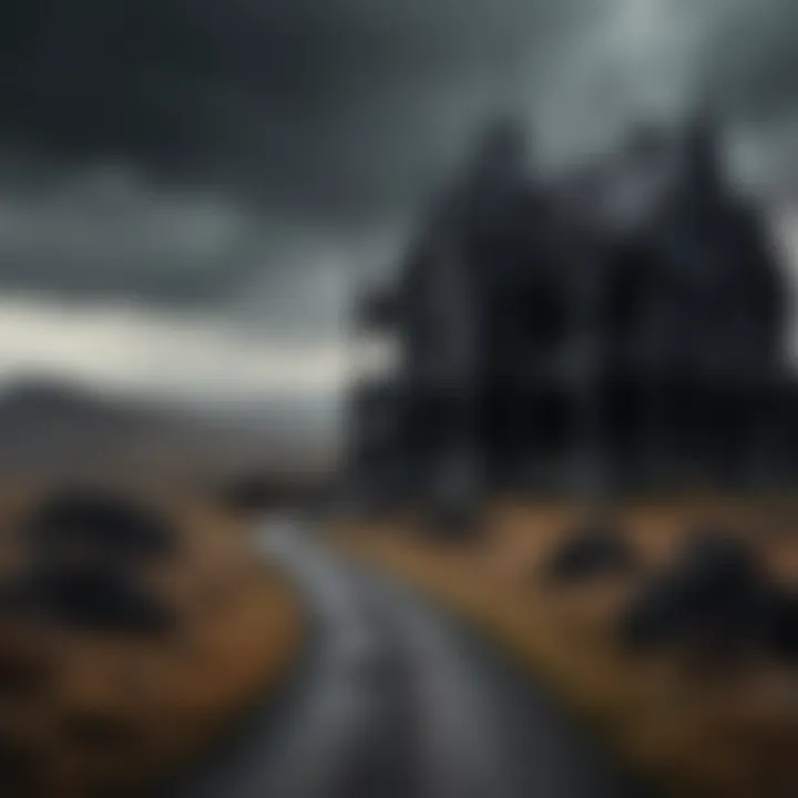 A dark, gothic landscape representing the themes of despair and isolation.