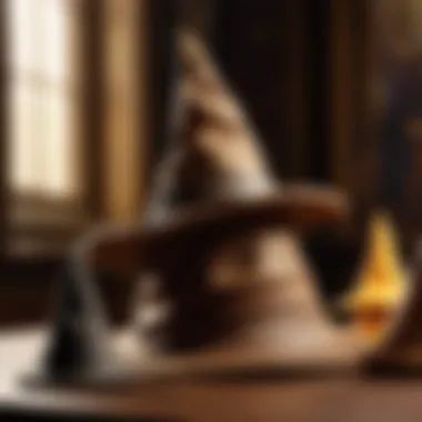 A thought-provoking image showcasing the Sorting Hat contemplating choices