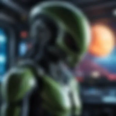 Exploring Alien Realms An imaginative illustration of alien worlds inspired by space operas.
