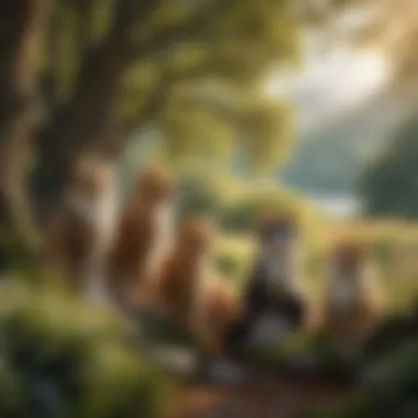 The Essence of Belonging: Harmony Among Clans A serene landscape illustrating the concept of belonging, depicting a peaceful gathering among the clans.