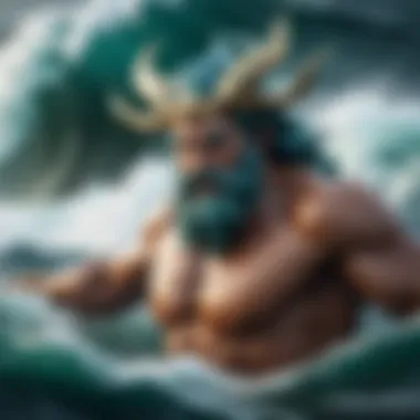 Representation of the Sea God amidst turbulent waves