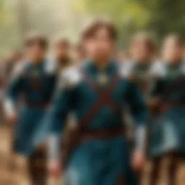 Peter Pevensie leading his siblings in battle