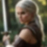 Ciri wielding her sword, embodying strength and resilience