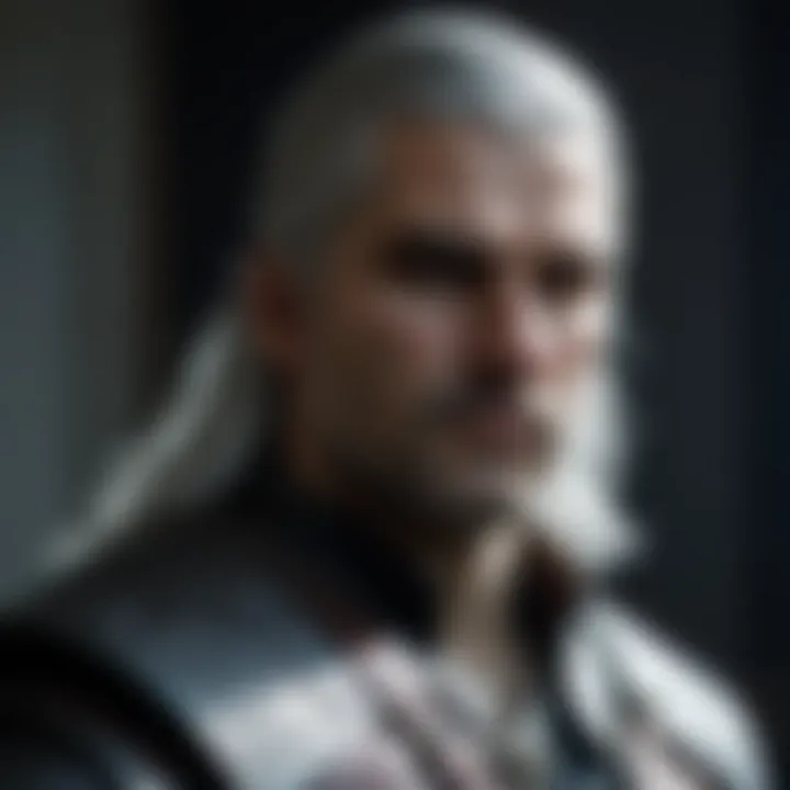 The complex character of Geralt in a reflective pose