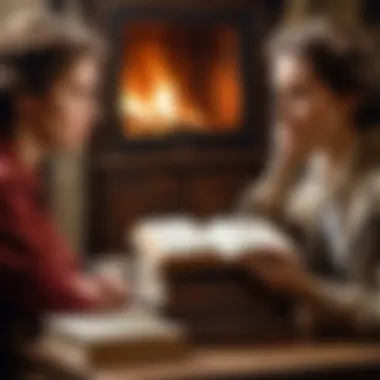 A literary scene depicting characters in conflict