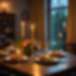 A candlelit dinner setting that evokes romance