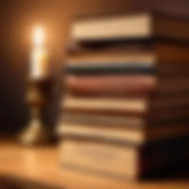 The Cultural Significance of Literature A stack of classic literature books with warm lighting